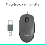Logitech M100 Wired USB Mouse for Comfortable, Smooth, and Reliable Daily Use